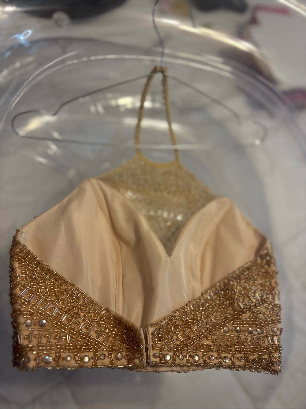 Rachel Allan Gold Beaded Two-Piece Evening Dress - Picture 7 of 7